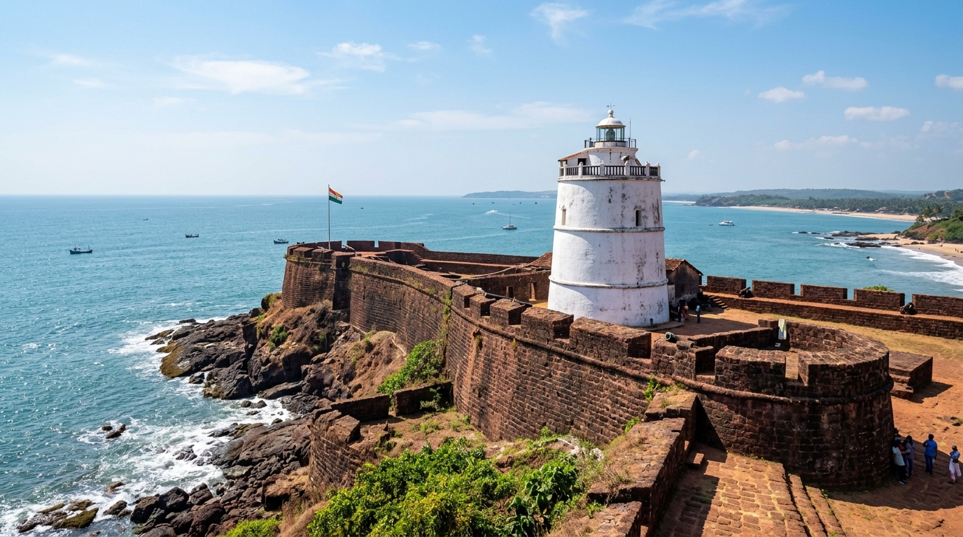 Aguada Fort & Sinquerim Lighthouse view 1